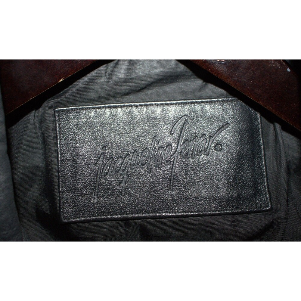Jacqueline‎ Ferrar Womens Size Large Black Leather Full Zip Jacket Coat Y2K - Picture 9 of 12